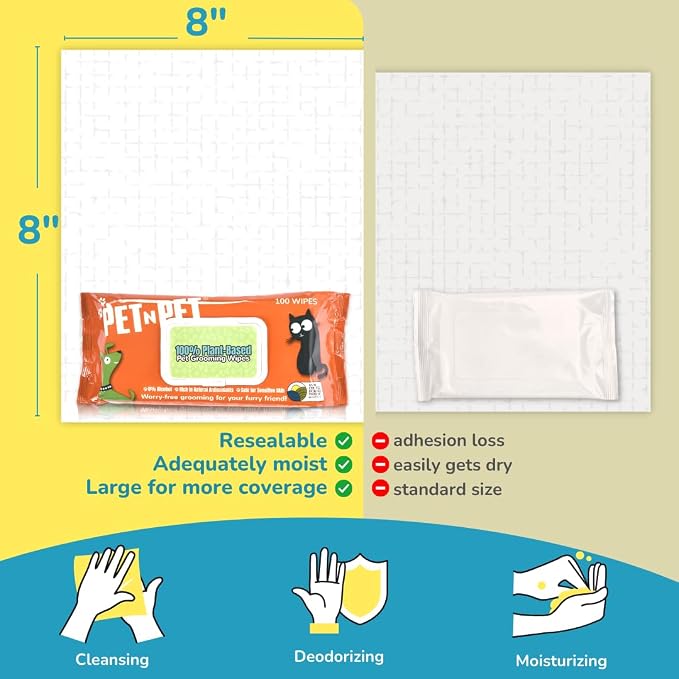 Pet N Pet Poop Bags For Dogs, 240 Counts Compostable Dog Poop Bags Rolls, Dog Bags For Poop + 100% Plant Based Dog Wipes for Paws and Butt, 100 Counts Dog Pet Wipes, 8" x 8" Hypoallergenic Wipes