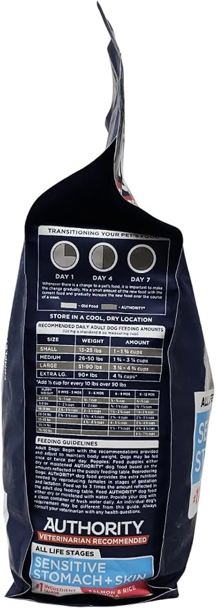 Authority Sensitive Stomach and Skin Salmon Rice Formula Dry Dog Food, 6 Pound Bag