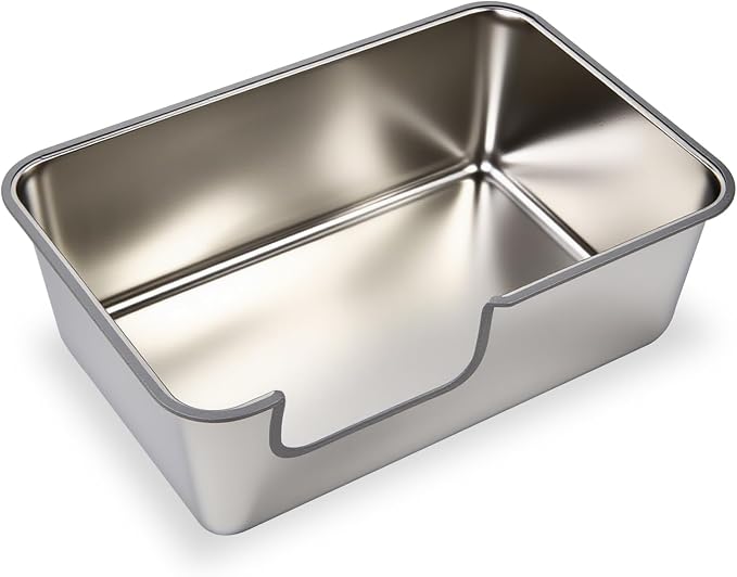 Stainless Steel Cat Litter Box,Jumbo XL Extra Large Mental Cat Litter Pan with High Sides Lid,Low Entry for Indoor Big Cats,Non Sticky,Easy to Clean,Anti-Urine Leakage