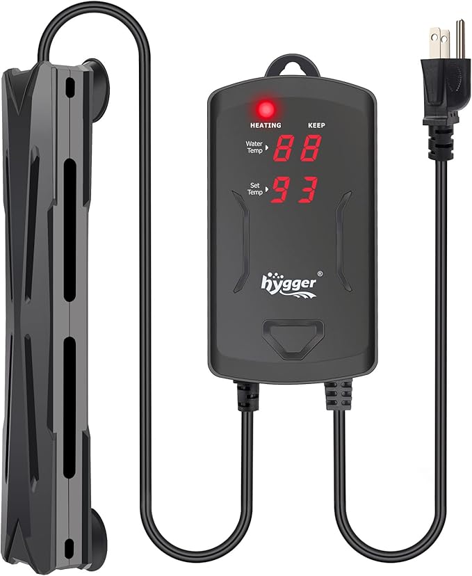hygger 40-75 Gallon Aquarium Heater with LED Display Controller, Quartz Submersible Fish Tank Heater 300W for Saltwater Freshwater