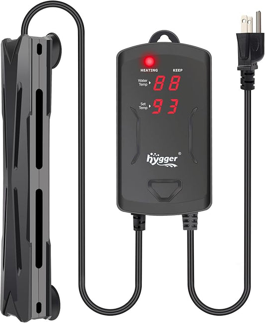 hygger 40-75 Gallon Aquarium Heater with LED Display Controller, Quartz Submersible Fish Tank Heater 300W for Saltwater Freshwater
