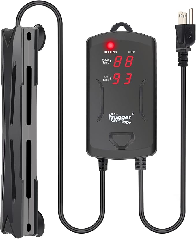 hygger Submersible Aquarium Heater with External Controller & LED Display - 200W Fully Submerged Fish Tank Heater for Freshwater Saltwater - for 25 to 50 Gallon Tanks