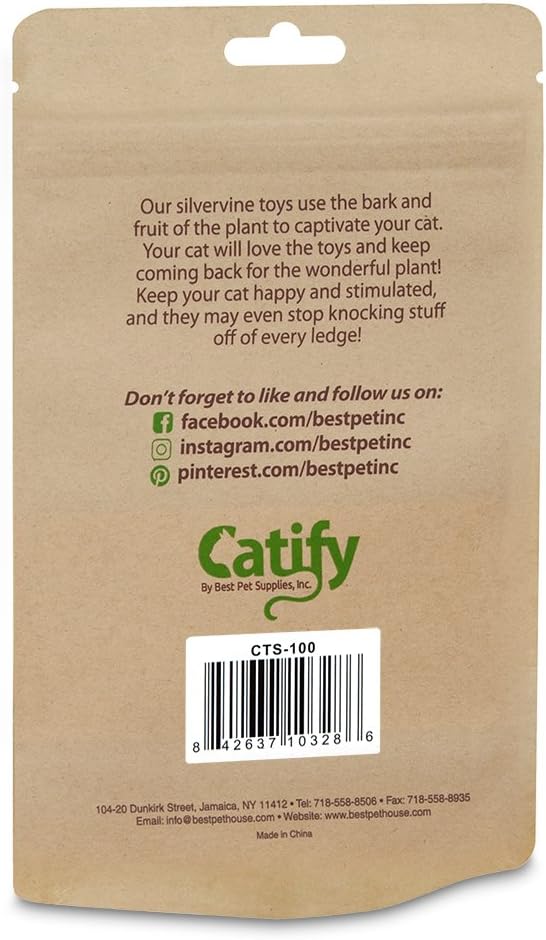 Best Pet Supplies Natural Silvervine Cat Chew Toy | Interactive Silver Vine Chewing Toys with Catnip Like Effect - Trio Lollipop, 2 Packs of 3, One Size