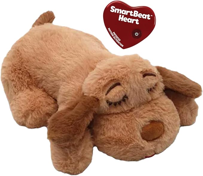 Snuggle Puppy Junior, Heartbeat Puppy Toy for Small Breeds, Smaller Plush Dog Toy with Real-Feel Pulse, Designed for Crate Use and Early Routines - Biscuit