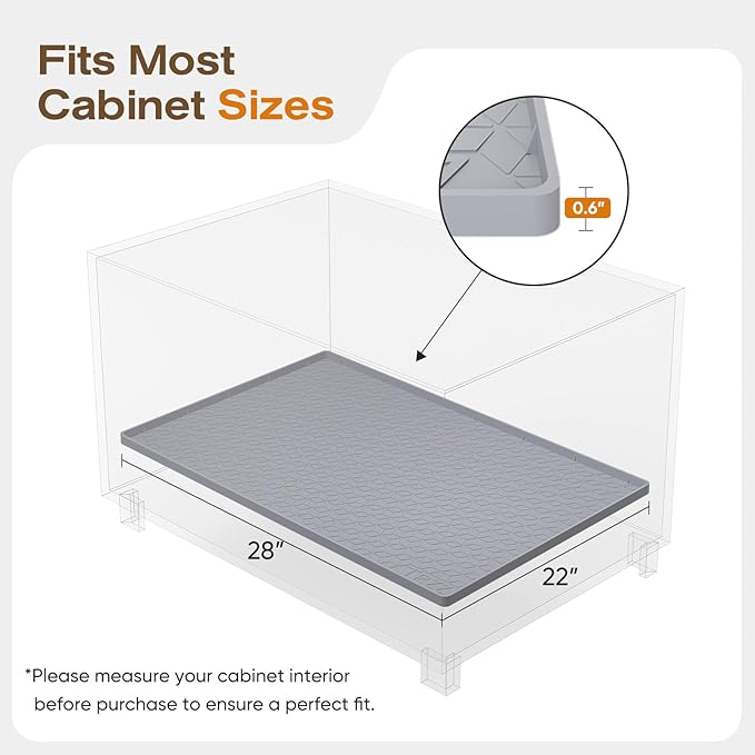 TRZZ Silicone Waterproof Under Sink Mat 28" x 22", Drip Tray and Cabinet Liner for Kitchen and Bathroom, Prevents Water Damage and Organizes Cabinets (Light Blue)