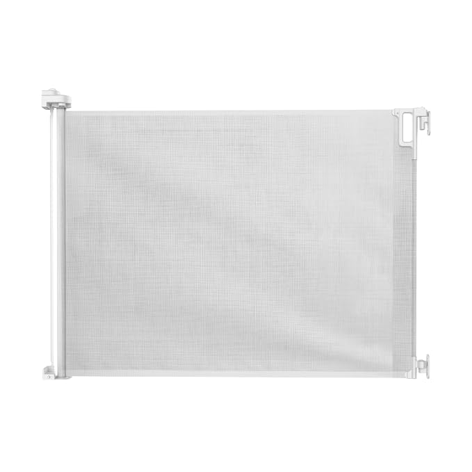 Perma Child Safety Indoor Outdoor Ultimate Retractable Baby Gate, 38.6" Tall Extends to 79" Wide, White