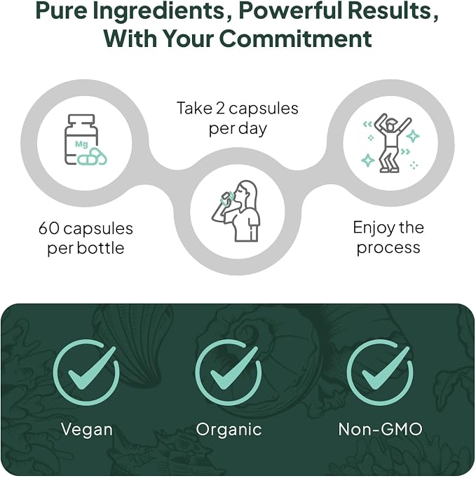 Organics Ocean Better Calcium - Organic Red Algae Calcium with Vitamin D3 and K2 Supplements - Supports Bone Structure, Joint Comfort & Encourages Healthy Aging - Plant-Based, Non-GMO - 6 Pack