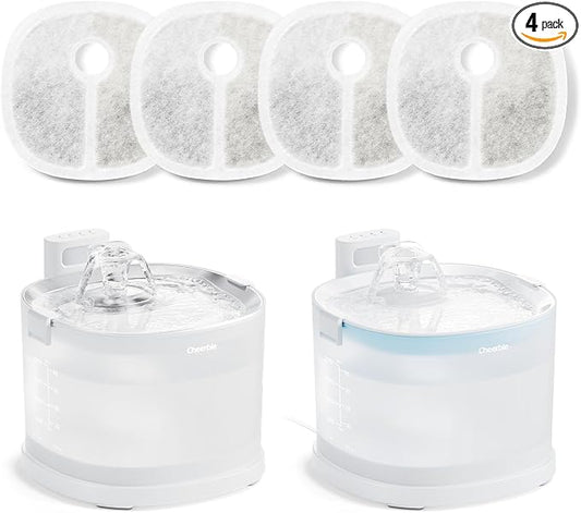 Cheerble Pumpless Pet Water Elfin Fountain E1/E1+/D1/D1PRO Replacement Filter-4-Pack