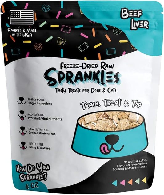 Freeze Dried Beef Liver Treats for Cats & Dogs - Single Ingredient All Natural Grain-Free, High Protein, Made in USA - Perfect for Training, Topper or Snack