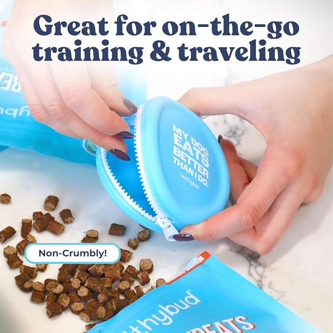 healthybud Mini Dog Training Treats - Beef Liver Soft Trainer Bites, 500+ Bits, 1 kCal per Bite, 6.5oz, Reishi, Lion’s Mane, Salmon Oil, Puppy Chews (Chicken)