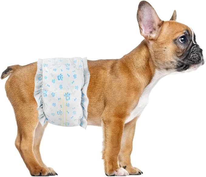 Disposable Dog Diapers Male 96 Count Belly Bands for Bale Dogs (Waist 15.8-20 in M) Super Absorbent Small Doggie Diapers for Heat Excitable Urination or Incontinence - Blue