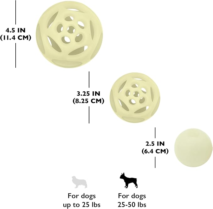 Chew King by Mammoth Glow-in-the-Dark Dog Fetch Balls (4-Pack Combo), Lattice & Rubber Fetch Toys for Night Play, High Bounce, Rechargeable Under Any Light, Multiple Sizes