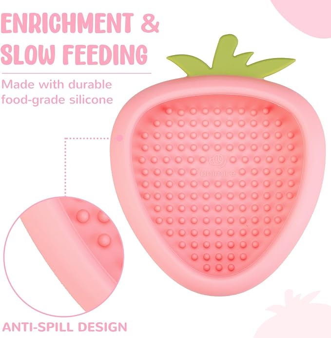 Freeze Dog Lick Bowl, Animire Non-Slip Slow Feeder Lick Mat for Dogs, Silicone Dog Enrichment Bowl for Distraction Anxiety Relief Boredom, BPA Free, Dishwasher Safe(Pink,L)