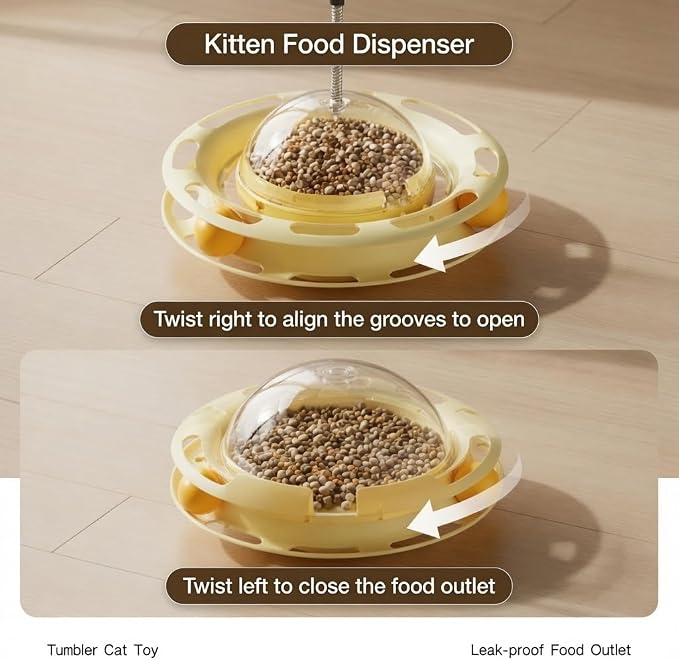 Cat Ball Track, Cat Toy for Indoor Cats Wobble Treat Dispenser Ball Kitten Food Dispenser & Puzzle Feeder Balls & Enrichment Toys & Mental Stimulation Interactive Brain Game