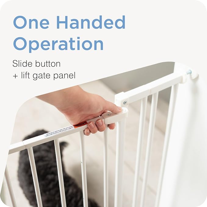 Perma Child Safety 30-inch Tall Extra Wide Metal Baby Gate with Small Pet Door, Easy Fit, Pressure Mounted Fits Openings up to 44-inches, Includes 4-inch and 8-inch Extensions
