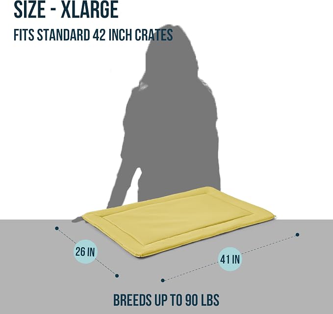 PELZIN Cybarmour 2.0 Chew Proof Dog Crate Pad - Outdoor Chew Resistant Dog Bed with Corner Anchor - Machine Washable - Water & Dirt-Resistant - Large Breeds & Fits 42-Inch Crate - 41"x26", Moonstone