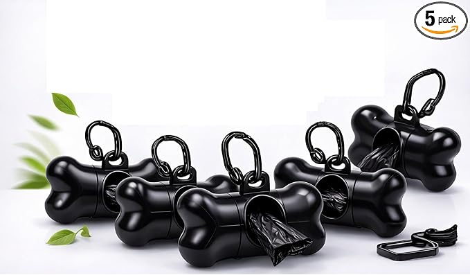 Dog Poop Bag Holder For Leash With Safety Lock,Stand-Sized Dog Poop Bag Dispenser No Scented (1 Holder 15 Bags)