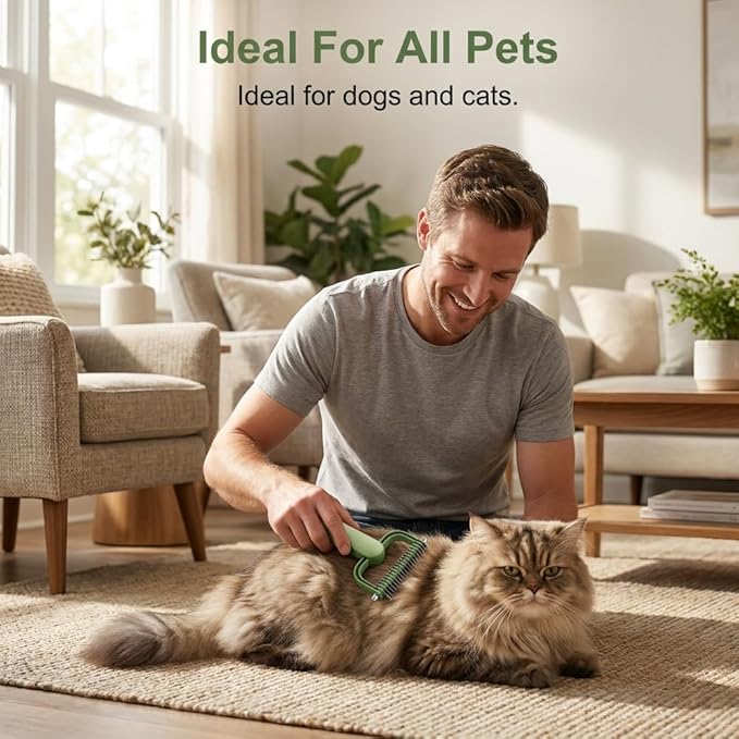 Double Sided Dematting Comb for Dogs Cats, 2026 Upgrade Undercoat Rake Pet Grooming Brush, Deshedding Tool Removes Tangles Knots and Loose Fur for Thick Coats Long Hair Pet