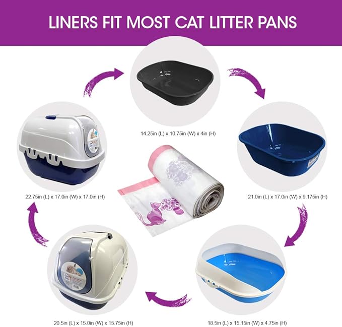 15 Count Fresh Kitty Litter Box Liners Super Thick, Durable, Easy Clean Up Jumbo Drawstring Scented Litter Pan Box Liners, Bags for Pet Cats (Pack of 3)