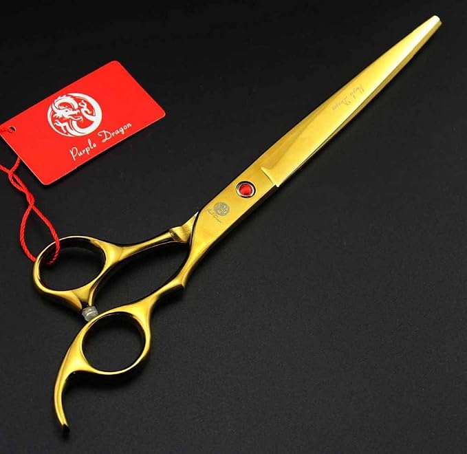 Purple Dragon 8.0" Titanium Multicolor Professional Pet Grooming Scissors Set,Straight & Thinning & Curved Scissors Shear with Bag for Dog Cat Grooming