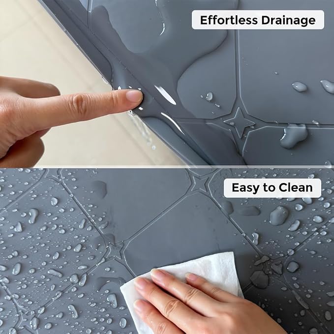 Under Sink Mats for Kitchen : Waterproof 19" x 22" Under-Sink Organizers Sink Mat Protectors, Flexible Silicone Drip Tray Pet Food Mats Kitchen Bathroom Drawer Shelf and Cabinet Liner, Grey