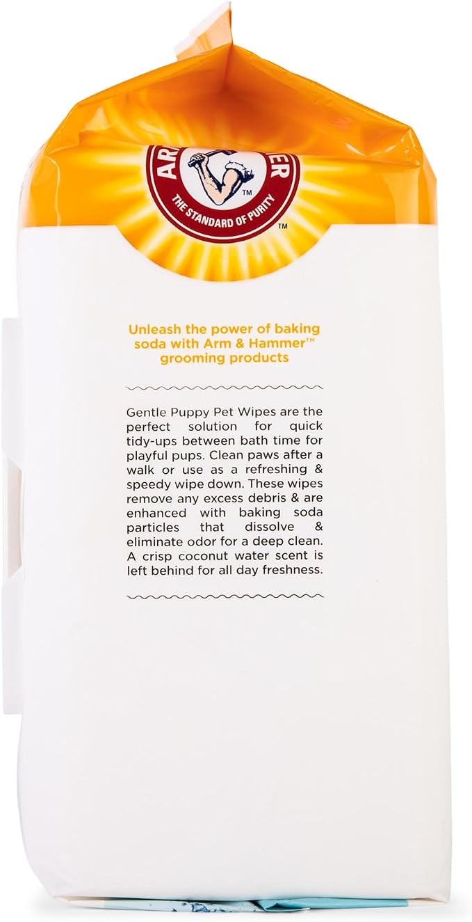 Arm & Hammer Dog Grooming Wipes, Deodorizing Dog Cleaning Wipes with Coconut Water, Gentle for Dogs and Puppies, Paraben and Sulfate Free Formula, Light Coconut Scent, 100 Count - 3 Pack