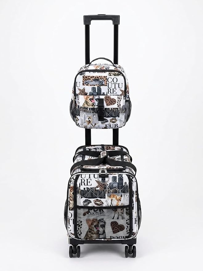 Airline Approved Pet Carrier with Wheels – 6 Removable 360° Spinner Wheels, Telescopic Handle with Phone Holder, Expandable Ventilated Cat & Dog Travel Carrier