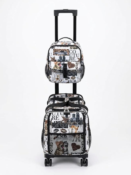 Airline Approved Pet Carrier with Wheels – 6 Removable 360° Spinner Wheels, Telescopic Handle with Phone Holder, Expandable Ventilated Cat & Dog Travel Carrier