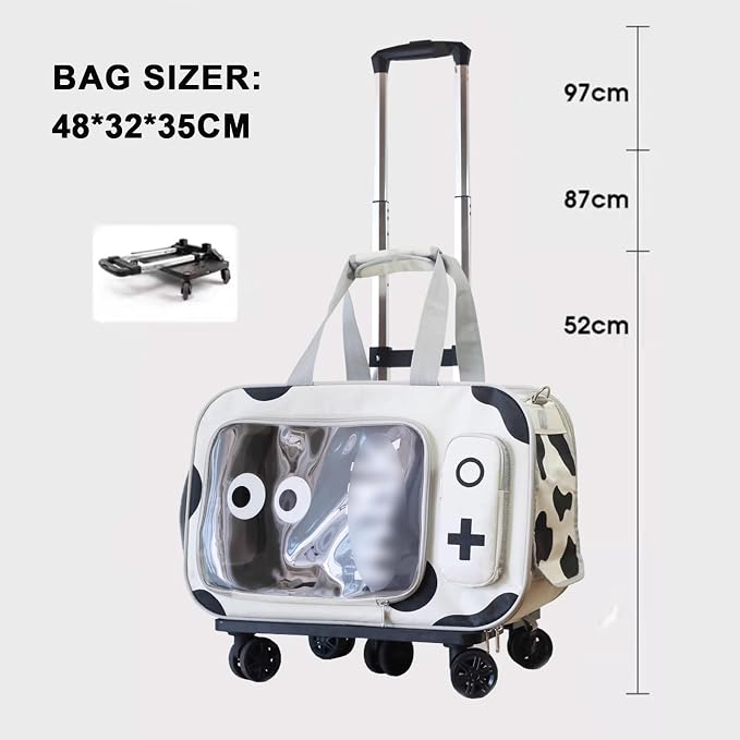 GAMAK Premium Rolling Pet Carriers with Removable Wheels Designed for Samll Dogs & Fat Cats, Ventilated Pet Suitcase for Traveling Walking Camping, 48 * 32 * 25cm