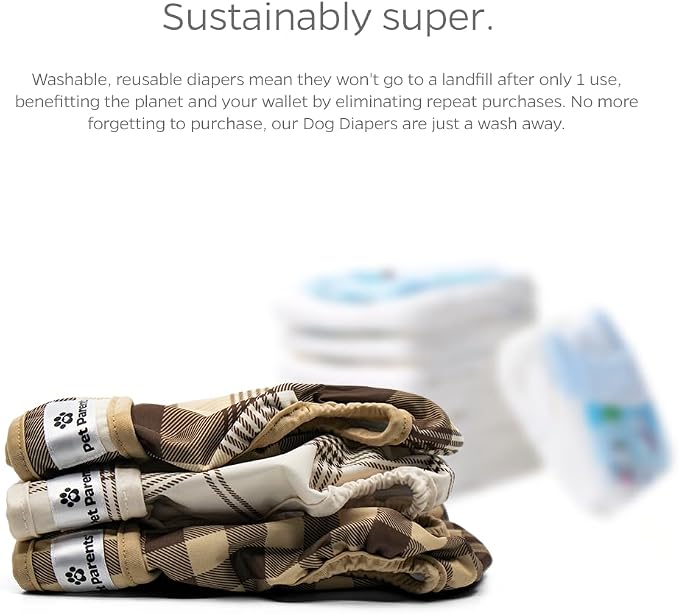 Pet Parents® Washable Dog Diapers (3pack) + Extendrs® of Durable Doggie Diapers, Premium Dog Diapers Female & Male (X-Small, Oxford)