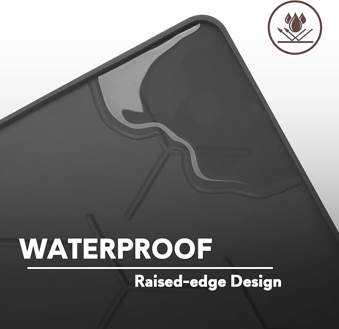 Garoopion Cat Mat for Litter Box, Large 40" X 28" Cat Litter Mat XL, Waterproof Silicone Pad for Floor, Black