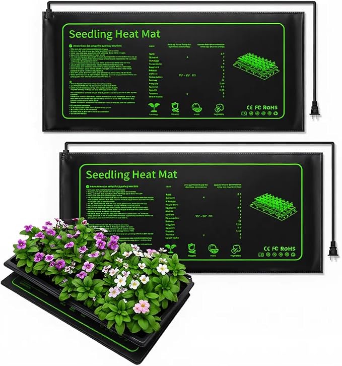 RooTrimmer 2 Pack Graphene Plant Heating Mat Fit For 1020 Seedling Trays, 20W Waterproof Seedling Heat Mat for Seed Starting Seeds Germination Plants，Thick Reusable Heating Pads, Ideal Gardening Gifts