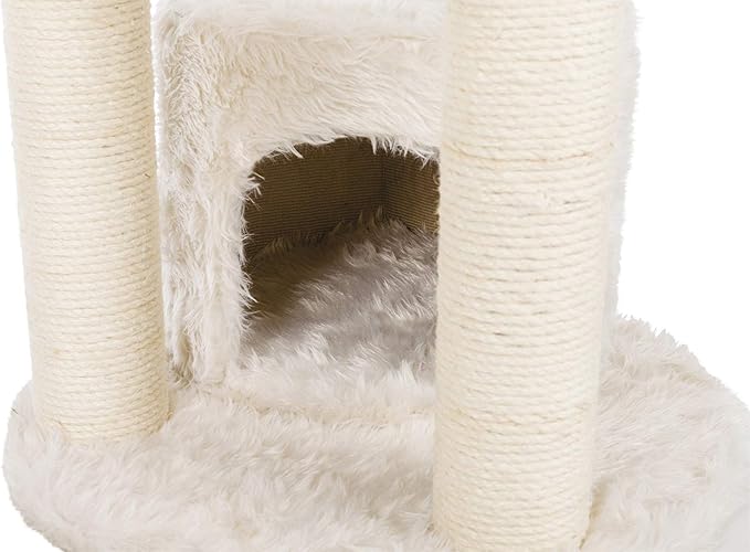TRIXIE Baza Cat Tower – Cat Tree with Jute Scratching Posts, Condo, Hammock & Removable Bed – Indoor Cat Furniture for Scratching & Climbing – Cream, 22.4" x 18.5" x 38.6"