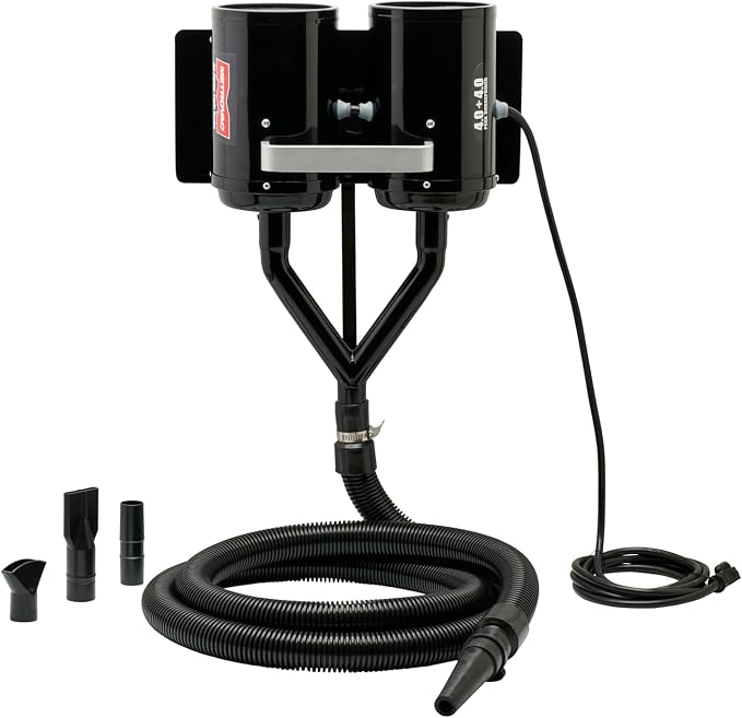 METROVAC Air Force Twin Turbo TT-2X4 Dual Motor Dog Hair Dryer | High Velocity Pet Grooming Blower Wall-Mounted 8.0 HP USA