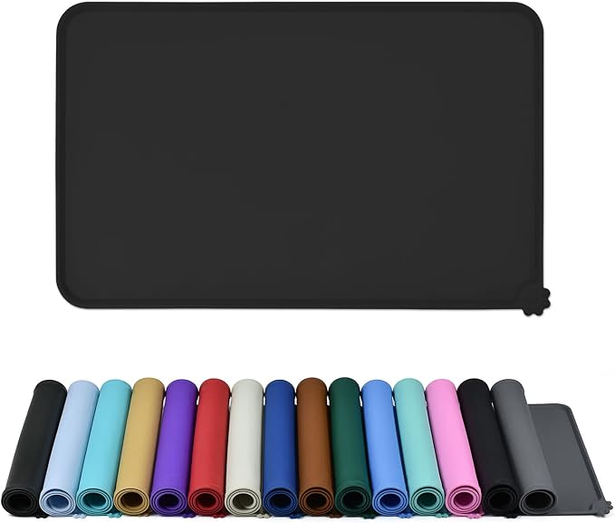 Reopet Silicone Pet Feeding Mat - Waterproof & Non-Slip Dog Cat Placemat | High Raised Edges Prevent Food & Water Spills to Protect Floors, Easy to Clean, Fit for Dog Cat Bowls