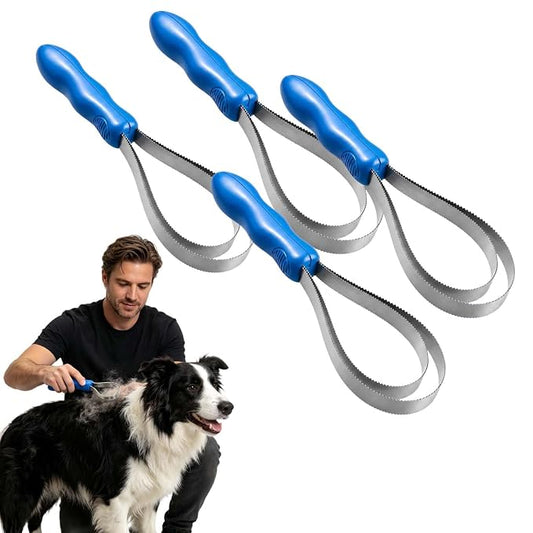 Dual Sided Shedding Blade for Dogs Cats Brush Horse, 2-in-1 Stainless Steel Deshedding Tool for Heavy Shedding, Pet Grooming Brush Removes Loose Hair Undercoat with Ergonomic Grip (4a)