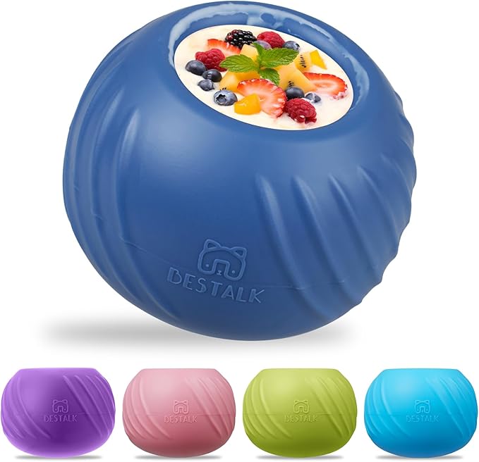 Long-Lasting Dog Lick Toy, Wobbly Dog Enrichment Lick Bowl to Keep Dogs Busy, Interactive Stuffable Dog Treat Feeder for Boredom, Silicone Treat Dispensing Chew Toy(Dark Blue,L)