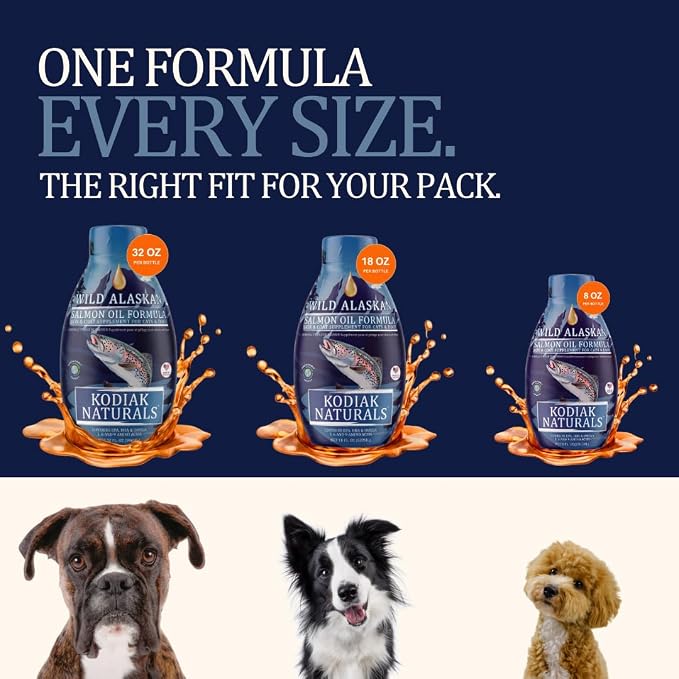 8oz Wild Alaskan Salmon Oil Formula for Dogs, Omega 3 Fish Oil with EPA & DHA – Skin & Coat, Joint, Heart & Immune Support – Helps Itching, Shedding & Dry Skin – Liquid Supplement