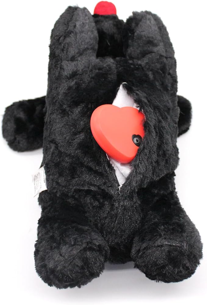 3T GROUP Dog Heartbeat Toy for Puppy Stuffed Animal with Heartbeat Toy Sleep Aid Essentials Anxiety Relief Behavioral Training Plush Pillow Black (Black)