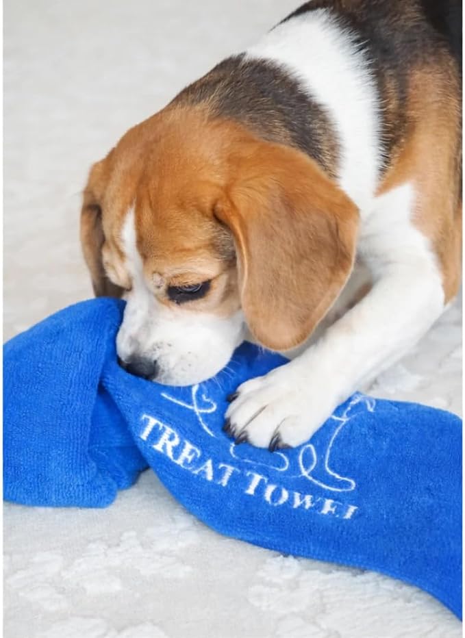 Treat Towel for Dogs – Snuffle Towel for Mental Stimulation & Enrichment, Interactive Lick Mat Alternative, Washable Microfiber, Boredom Buster Nose Work Toy for All Breeds – Blue