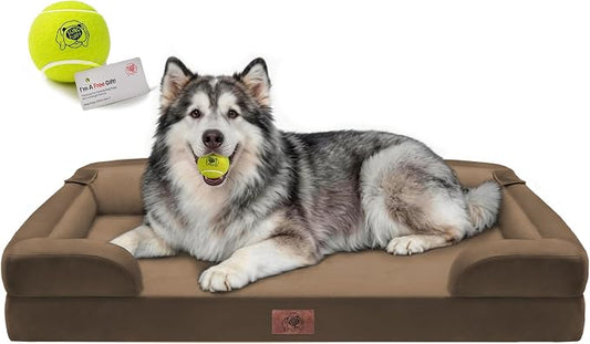 Extra Large Dog Bed-Washable Orthopedic Huge Pet Bed for Big Dogs Waterproof Couch Memory Foam Sofa Bolster with Removable Cover,48 x 30