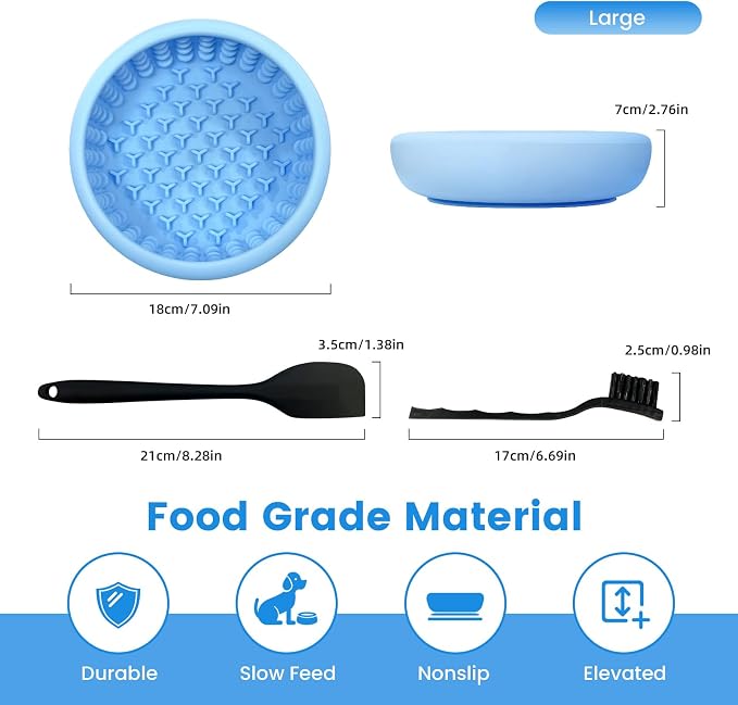 Dog Lick Bowl,Freezeable Anxiety Relief Non-Slip Silicone Treat Bowl,Durable Anti-Choking Long-Lasting Enrichment Slow Feeder Licking Mat for Small Medium Breed, BPA Free Silicone Dishwasher Safe