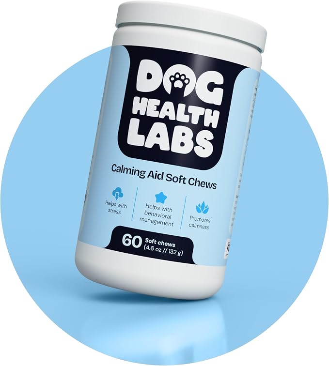 Calming Aid for Dogs – 60-Count Soft Chews with Melatonin, Chamomile & L-Tryptophan – Promotes Relaxation During Stressful Events – Vet Recommended Calming Supplement – Made in USA
