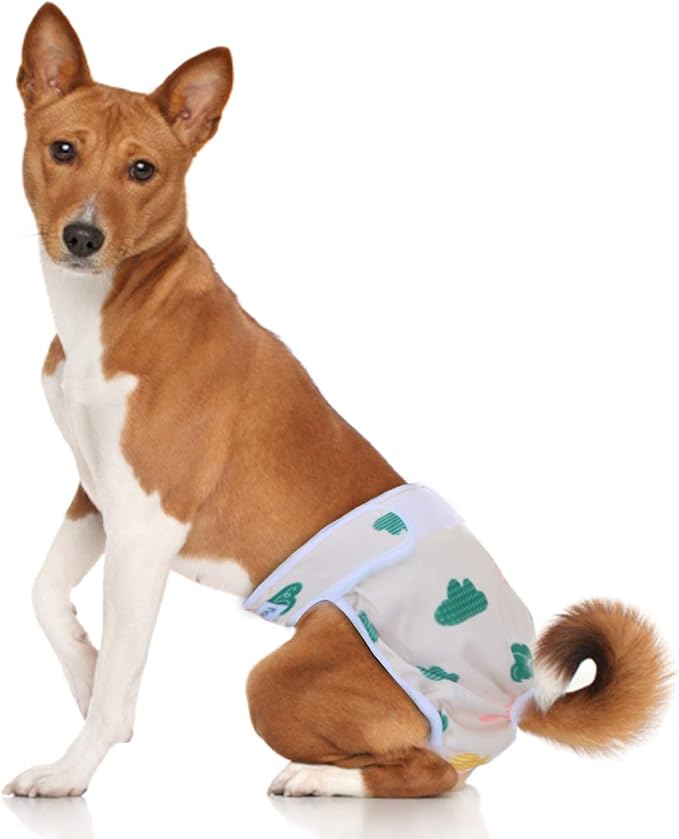Teamoy Female Dog Diapers for Heat 4-Pack, Reusable Dog Period Diaper Wraps for Incontinence, Training & Housebreaking,L2