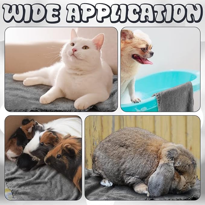 Newwiee 24 Pcs 24 Pcs Guinea Pig Fleece Bedding Blankets Bulk Washable Small Animal Fleece Cage Liners Pet Wash Cloth Sleeping Mat Cover for Hamster Chinchilla Rabbit Hedgehog (14 x 30 Inch,Gray)