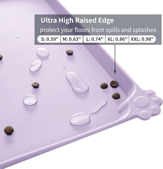 Reopet Silicone Pet Feeding Mat - Waterproof & Non-Slip Dog Cat Placemat | High Raised Edges Prevent Food & Water Spills to Protect Floors, Easy to Clean, Fit for Dog Cat Bowls