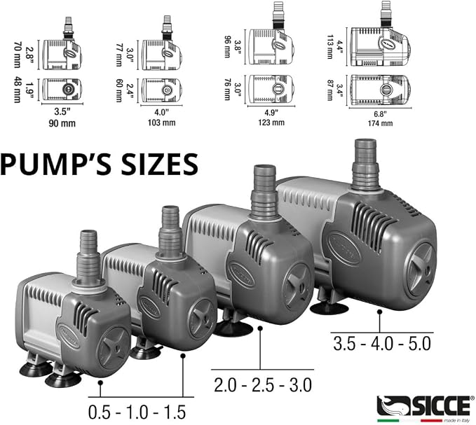 SICCE Syncra Silent 5.0 Multifunction 1321 GPH Submersible Water Pump | Italian Made 105W Ultra Quiet Durable Aquarium Fish Tank, Fountain, Pond, Hydroponics, Terrarium Black | Freshwater & Saltwater