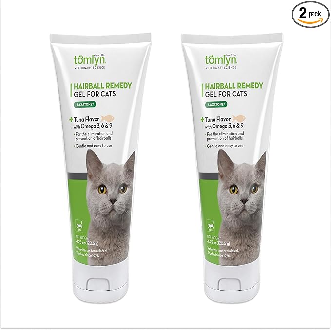 TOMLYN Laxatone Tuna-Flavored Hairball Remedy Gel for Cats and Kittens, 4.25oz - Pack of 2
