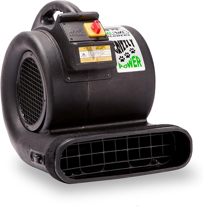 B-Air Grizzly Gp-1 1 HP 3550 CFM Air Grizzly Mover Carpet Dryer Floor Fan for Water Damage Restoration Equipment & Pet Cage Dryer Black