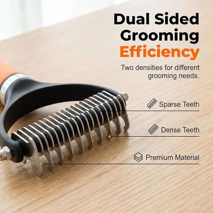 2026 Upgrade Double-Sided Pet Grooming Tool, Professional Pet Detangling Comb Removes Tangles Knots and Loose Fur, Gentle Deshedding Dog Cat Brush for Long Thick Hair (Green)